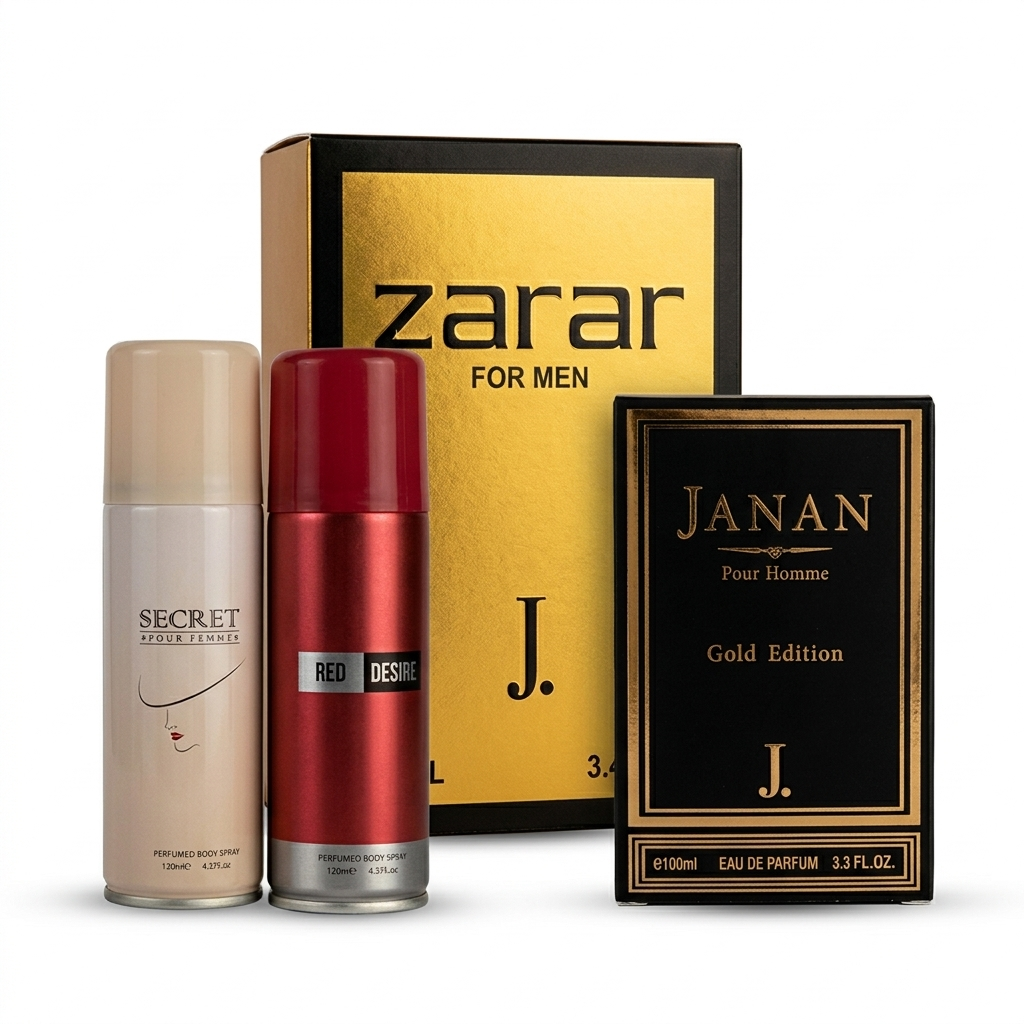 J. Perfume Gift Set Pack of 4 – Men & Women Long Lasting Scents